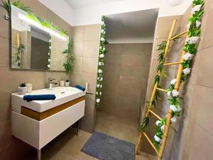 a bathroom with a sink and a mirror at *Le Royal*Havre De Paix*Wifi* in Marseille