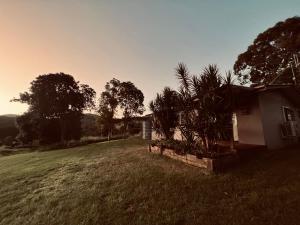 a house on a grassy hill next to a house at CBR Equine Cottage in Amamoor