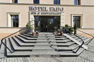 a set of stairs leading to a hotel labo at Hotel Fado Spa & Restaurant in Świdnica