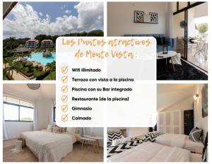 a collage of pictures of a room with a pool at Flat Anchor Marine Monte Vista in Sosúa