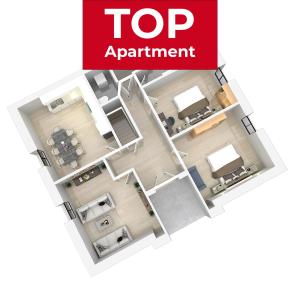 格莱斯多夫Komplette Wohnung Nähe Autobahn - Apartment 1的具有顶尖要求的平面图的绘制