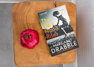 a book and a red apple on a wooden table at Agia Kyriaki Studios in Agia Kiriaki Beach