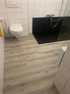 a bathroom with a toilet and a sink at Ferienwohnungen Jagerhüttn in Hochrindl