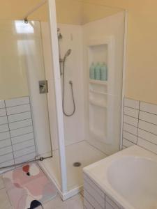 bagno con doccia e lavandino di Epsom Red House ad Auckland