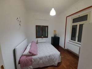 a bedroom with a bed with pink pillows on it at Dom&Fla Università Stazione Tiburtina in Rome