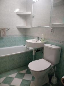 a bathroom with a toilet and a sink and a tub at Bibi Apartment in Martin