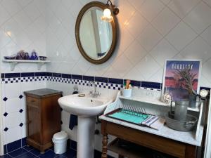 bagno con lavandino e specchio di Chez Rosa a Haguenau