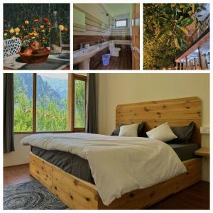 a collage of pictures of a bedroom with a bed at Kihala Homestay in Manāli