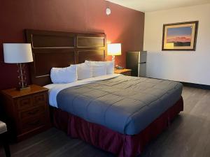 a hotel room with a large bed and a lamp at Extend -a -Suites Mesa in Mesa