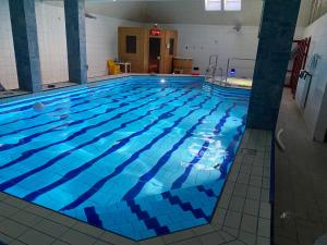 a large swimming pool with blue water at Premium Residence SPA & Garden in Glińcz