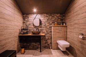 ein Badezimmer mit Waschbecken und Toilette in der Unterkunft B&B en Wellness de Waalhoeve in Angerlo + 11 Fotos