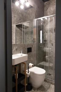 un bagno con lavandino, doccia e WC di Centrum Nice a Nizza