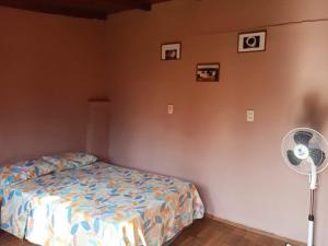 1 dormitorio con 1 cama y ventilador en Estanislao López 127 en Puerto Iguazú