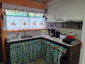 a kitchen with a sink and a counter top at The Bees House in Fortuna