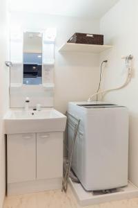 een badkamer met een wastafel en een wasmachine bij FDS NEXUS in Osaka