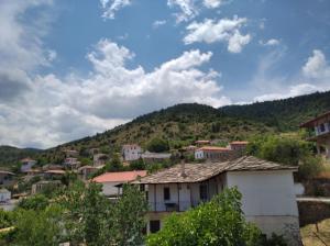ein kleines Dorf auf einem Hügel mit Häusern in der Unterkunft Zakouta house in Prastós
