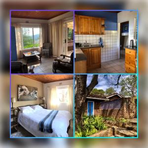 a collage of four pictures of a hotel room at Bezalel's Rest in Sabie