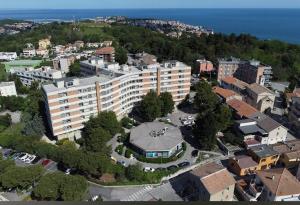 an overhead view of a large building in a city at Le Due Tortore in Ancona