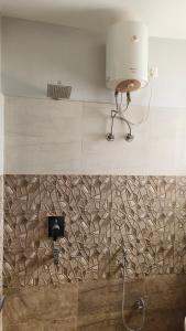 secador de pelo en la pared de un baño en HOTEL AMAR PALACE BHARATPUR, en Bharatpur