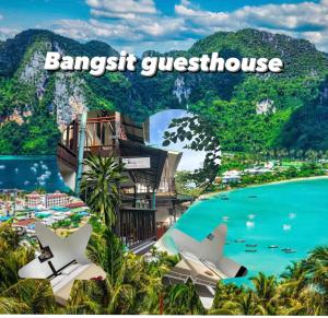 un collage de un complejo con las palabras pensión bangkok en Bang sit Guest House, en Islas Phi Phi
