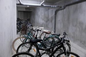 a bunch of bikes parked in a garage at Le Cèdre du Bassin - Au cœur de la Teste in La Teste-de-Buch