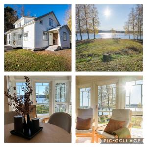 a collage of four pictures of a house at Skomakerhuset in Løten