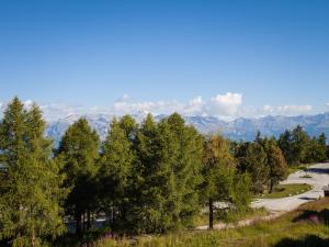 a view from the top of a hill with trees at Studio Dixence 219 by Interhome in Les Collons