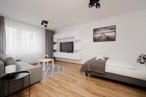 Телевизор и/или развлекательный центр в Comfy Studio Legnicka by Noclegi Renters +12 фотографий