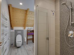 uma casa de banho com um WC e um chuveiro em Holiday Home Chalupa U Krále by Interhome em Kořenov