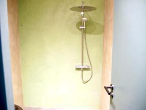 um chuveiro no canto de uma casa de banho em L'Emeraude - Paris 19ème Arrondissement em Paris