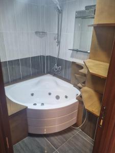 a bath tub in a bathroom with a shower at Grand Life Hotel in Corlu
