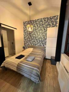 1 dormitorio con 1 cama grande en una habitación en T1, en Toulouse