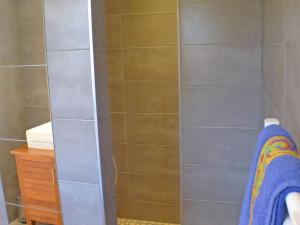 un bagno con doccia con porta in vetro di Chalet Gentiane à Samoëns - Idéal pour vacances familiales ou entre amis, calme et confort assuré - FR-1-629-88 a Samoëns Altre 5 foto