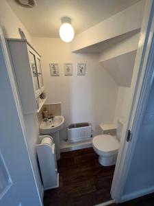 a small bathroom with a toilet and a sink at Buckthorn House - James Cook Hospital in Middlesbrough