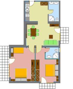 eine Zeichnung eines Grundrisses eines Hauses in der Unterkunft Haus Alpin Apartments in Pettneu am Arlberg