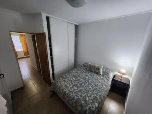 - une petite chambre avec un lit et une lampe dans l'établissement Departamento Céntrico P. Palma, à Paraná