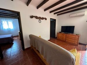 - un salon avec un canapé et une télévision dans l'établissement Casa Fagajesto, à Las Palmas de Gran Canaria