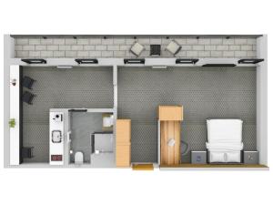 a rendering of a small apartment with a room at Rezidence Alpina in Špindlerův Mlýn