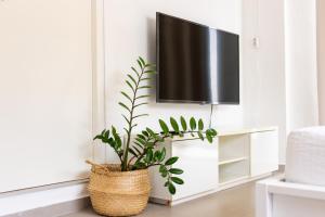 Un televizor și/sau centru de divertisment la Studio Apartment Volterra Curacao