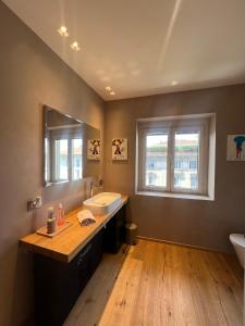 米蘭的住宿－Tricolore Suite，一间带水槽和镜子的大浴室