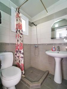 een badkamer met een toilet en een wastafel bij Sea Breeze Rooms in Himare