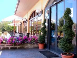 a store with flowers and plants in front of a building at Residence Hotel La Commenda in Montefiascone
