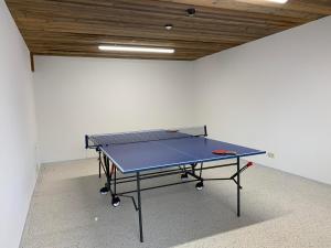 - une table de ping-pong dans une pièce avec plafond dans l'établissement Apartment Oberguggenhausen, à Brixen im Thale