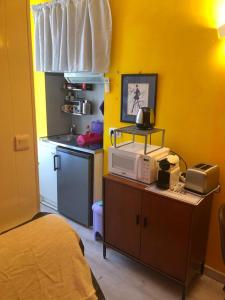 a kitchen with a counter with a microwave and a sink at Little Studio in Rue Biscarra in Nice