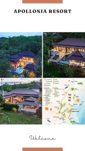 een collage van vier foto's van een huis bij VILLA Chacha VILLA Coco VILLA Salsa RESORT APOLLONIA in Ko Yao Noi