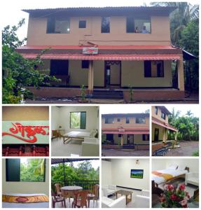 een collage van foto's van een huis bij Gokul Cottage &Villa in Alibaug