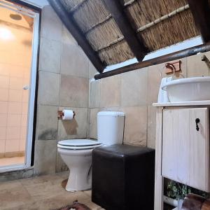uma casa de banho com um WC e um lavatório em Prospect Farm Cottages em George