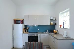 Kuchyň nebo kuchyňský kout v ubytování Horizonte apartman