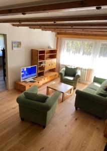 ビビオにあるGelgia Sommer-Salisのリビングルーム(緑のソファ、テレビ付)
