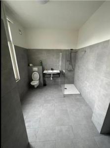 La salle de bains est pourvue d'une douche, de toilettes et d'un lavabo. dans l'établissement bken Aprt, à Anvers